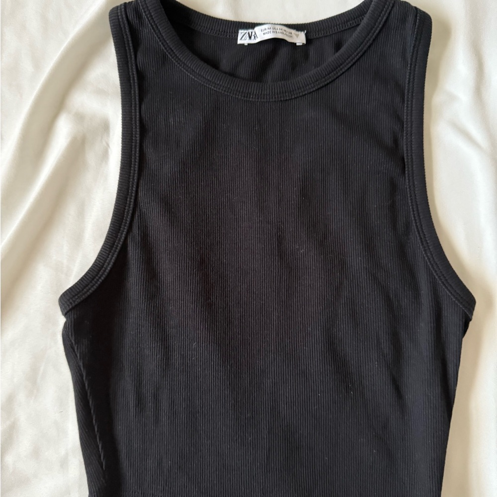 Zara Black Ribbed Tank Top